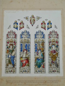 Photo of Design for a four light stained glass memorial window with tracery details. by CLAYTON & BELL.